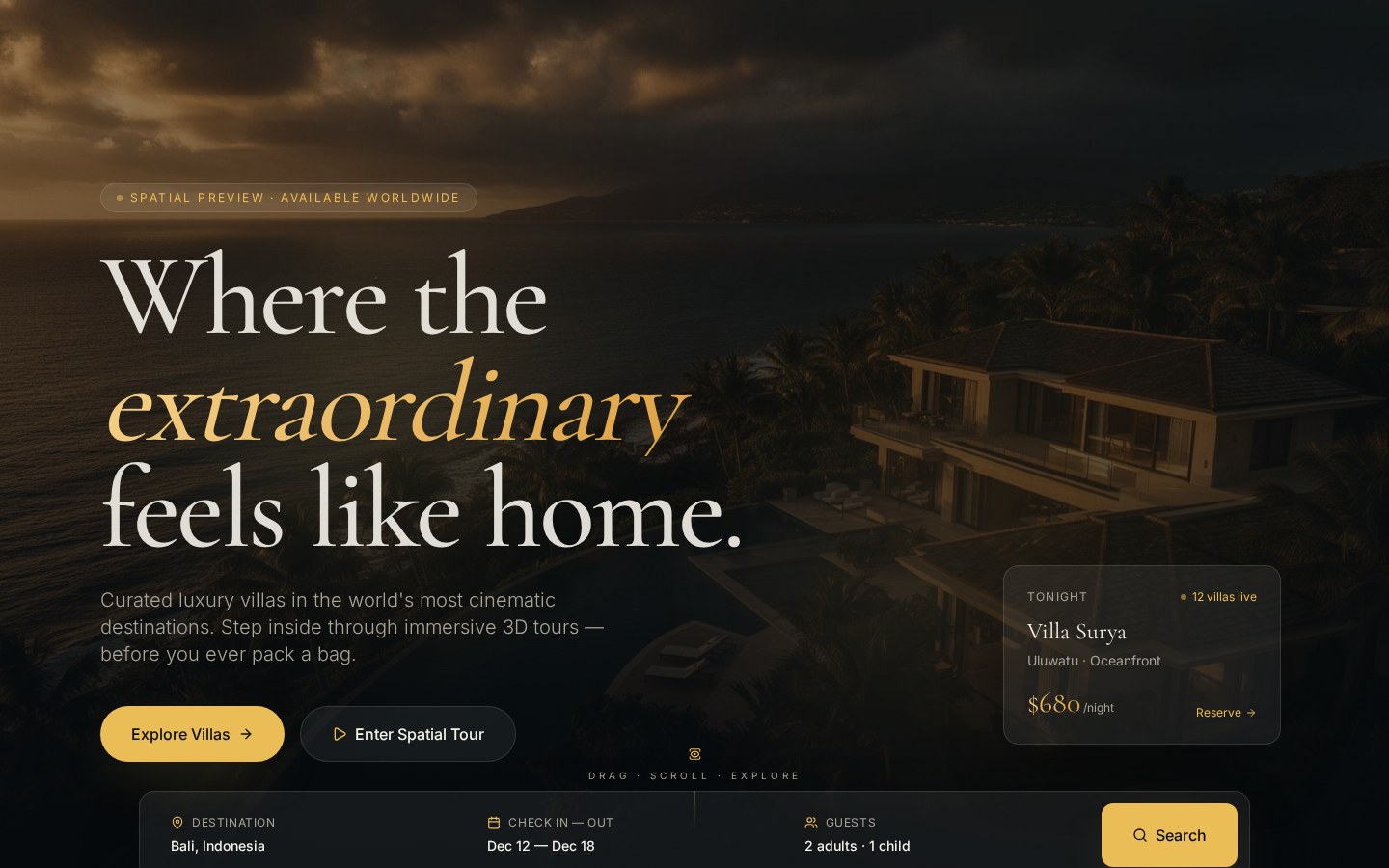 Website booking villa
